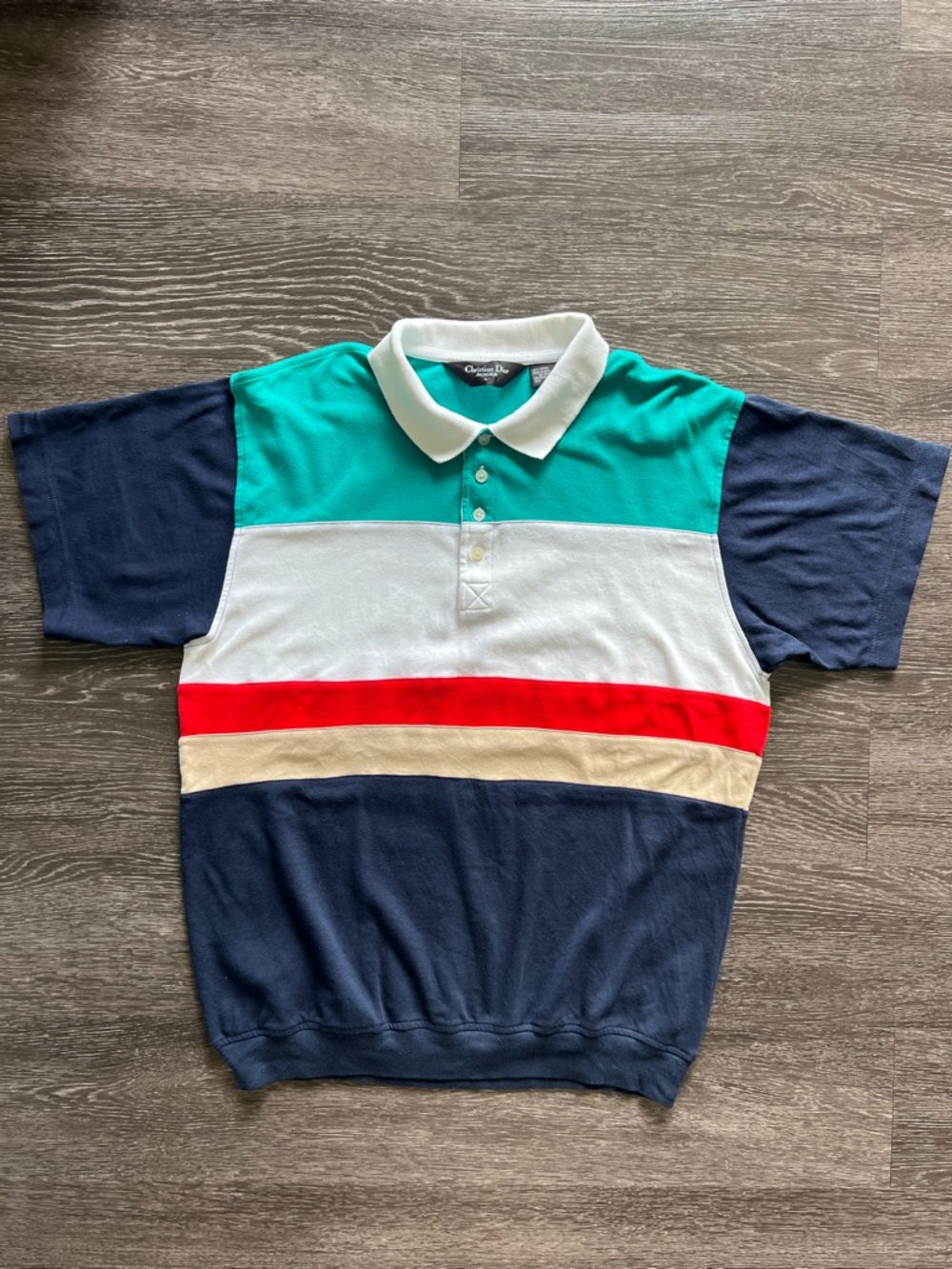 VTG Christian Dior Monsieur 100% Cotton Color-Block Polo